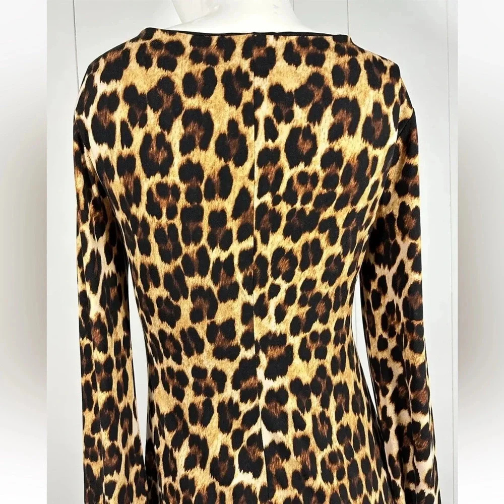 Jennifer Lopez Sheath Dress Womens Sz M Animal Print Long Sleeve V Neck - Picture 5 of 7
